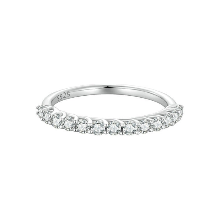 Anello in argento sterling S925 placcato con fila moissanite, MSR014-A