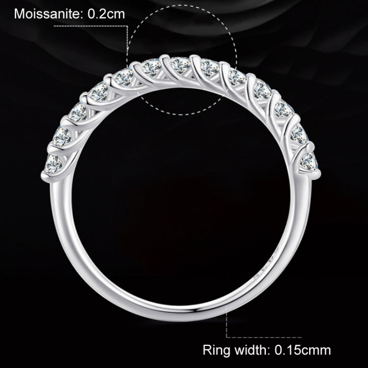 Anello in argento sterling S925 placcato con fila moissanite, MSR014-A