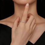 Anello in argento sterling S925 placcato con fila moissanite, MSR014-A