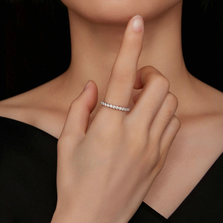 Anello in argento sterling S925 placcato con fila moissanite, MSR014-A