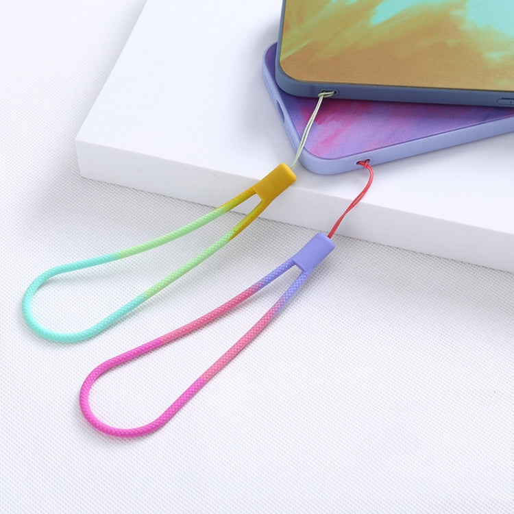 5 pezzi di cordino per telefono cellulare in silicone con cinturino a disco a U con motivo intrecciato ad acquerello