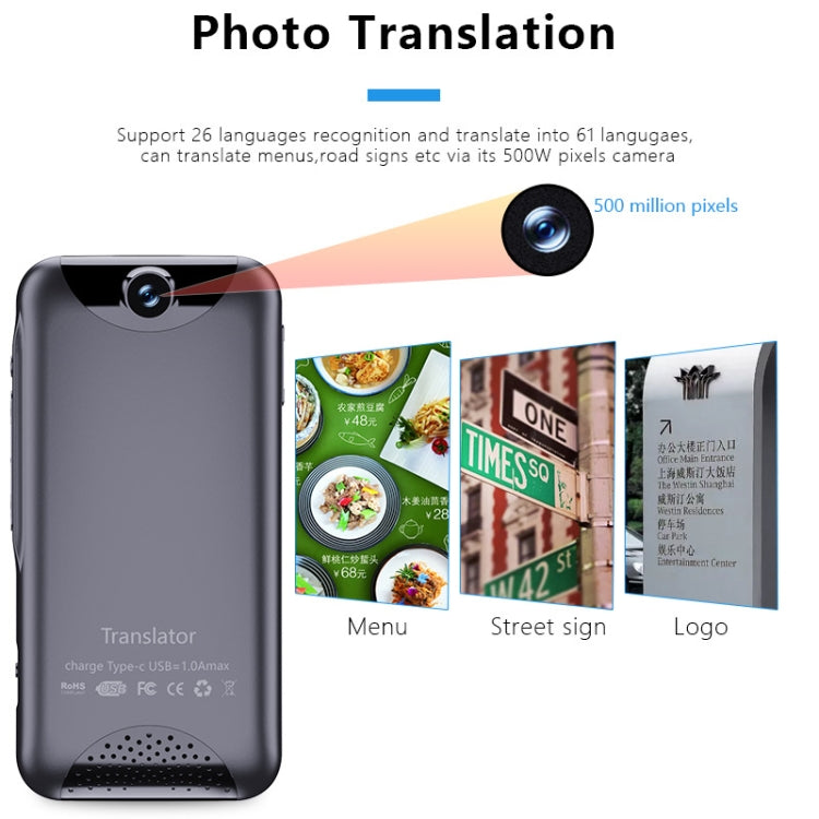 T7 4G Smart Voice / Foto / Registrazione Traduzione Macchina di traduzione WIFI Supporta 138 lingue, T7 Black