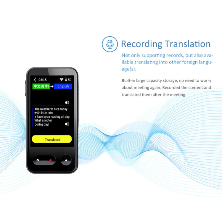T7 4G Smart Voice / Foto / Registrazione Traduzione Macchina di traduzione WIFI Supporta 138 lingue, T7 Black