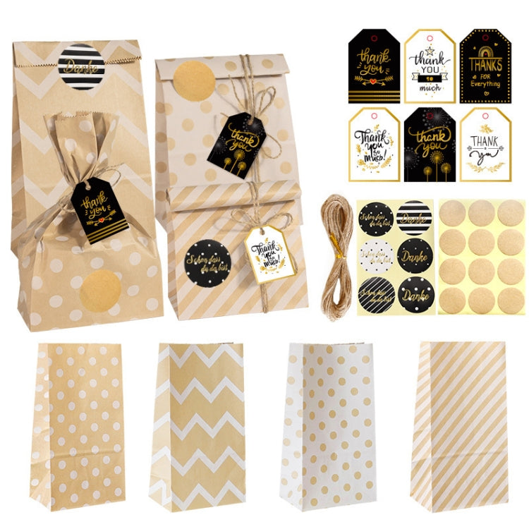 24 in 1 sacchetto di carta in pelle di vacchetta a righe retrò grazie sacchetto regalo biscotti da forno per feste sacchetto di caramelle, 24 In 1 Style 1, 24 In 1 Style 2