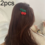 B316 2pcs Forcina per capelli in maglia di lana carina Clip laterale fatta a mano dolce e versatile, Beige, Cherry, Coffee Smiley Face, Gray Smiley Face, Beige Smiley Face, Light Grey, Black Bow, White Rose, Black Rose, White Plush, Green Plush        ...