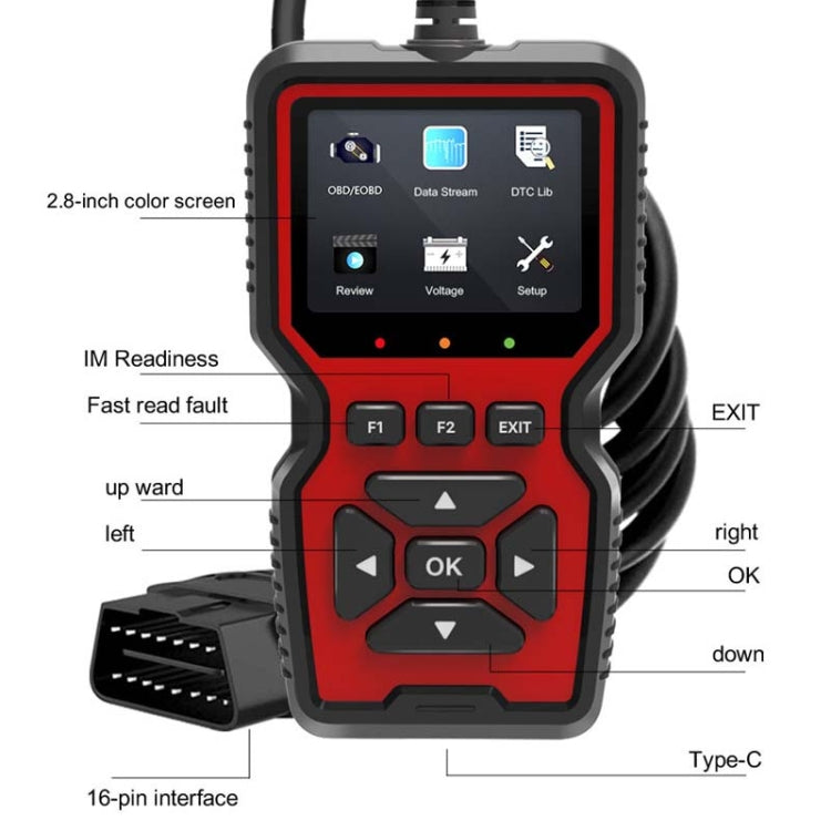 Rilevatore di guasti per auto con schermo colorato V519 OBD2, V519