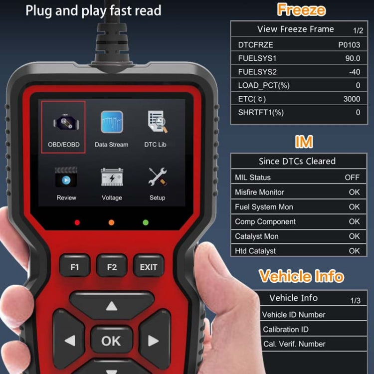 Rilevatore di guasti per auto con schermo colorato V519 OBD2, V519