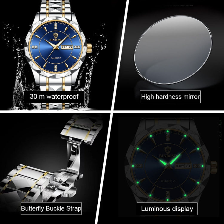 BINBONG B5552 Luminoso orologio al quarzo con calendario aziendale multifunzionale