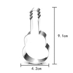 Cerchio per mousse fondente in acciaio inossidabile con stampo per biscotti da forno a forma di chitarra da 5 pezzi, Guitar Shape
