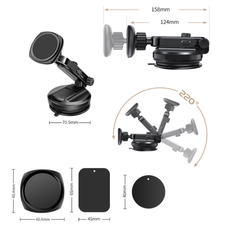 Ventosa telescopica per auto Fondo in gomma Forte supporto magnetico per cellulare, Magnetic Mobile Phone Holder