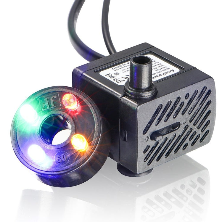 3W 4 Light Silent Aquarium Fish Tank Filtrazione Pompa sommergibile Fontana Pompa dell'acqua, With Light