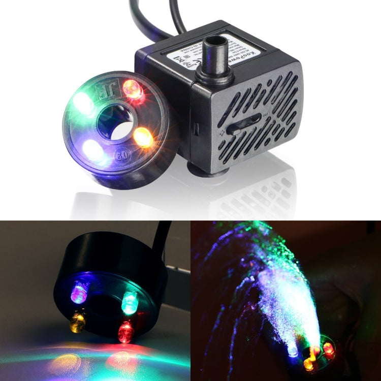 3W 4 Light Silent Aquarium Fish Tank Filtrazione Pompa sommergibile Fontana Pompa dell'acqua, With Light