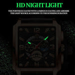 BINBONG B6575 Orologio da uomo al quarzo luminoso impermeabile multifunzionale quadrato vintage, Black-Rose Gold-Black-Rose, Black-Black-Black-White, Black-Black-Black-Rose, Full Gold-Black, White-Black, White-White, Brown Leather-Rose Gold-Black      ...