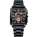 BINBONG B6575 Orologio da uomo al quarzo luminoso impermeabile multifunzionale quadrato vintage, Black-Rose Gold-Black-Rose, Black-Black-Black-White, Black-Black-Black-Rose, Full Gold-Black, White-Black, White-White, Brown Leather-Rose Gold-Black      ...