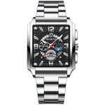 BINBONG B6575 Orologio da uomo al quarzo luminoso impermeabile multifunzionale quadrato vintage, Black-Rose Gold-Black-Rose, Black-Black-Black-White, Black-Black-Black-Rose, Full Gold-Black, White-Black, White-White, Brown Leather-Rose Gold-Black      ...