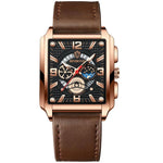 BINBONG B6575 Orologio da uomo al quarzo luminoso impermeabile multifunzionale quadrato vintage, Black-Rose Gold-Black-Rose, Black-Black-Black-White, Black-Black-Black-Rose, Full Gold-Black, White-Black, White-White, Brown Leather-Rose Gold-Black      ...