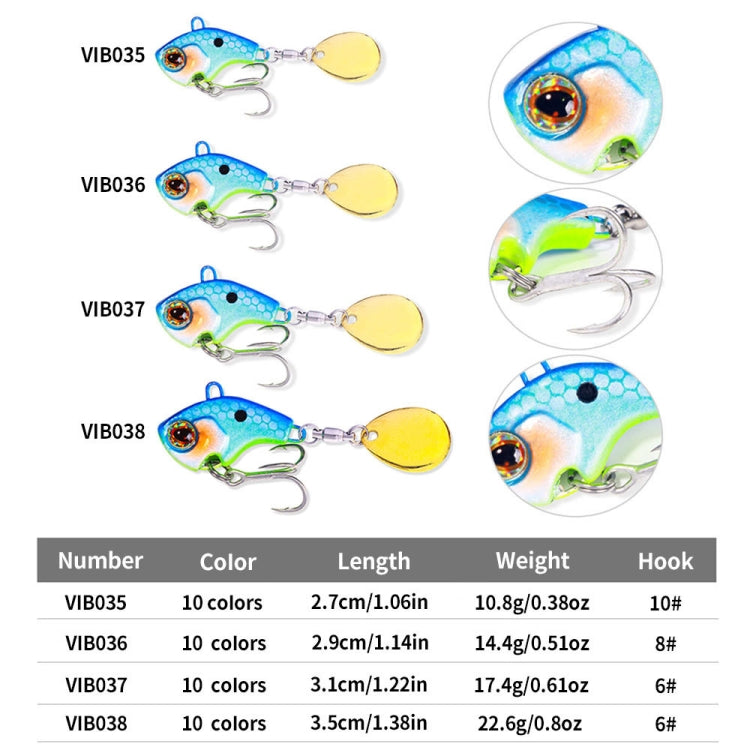 HENGJIA VIB035 Piccolo vortice di paillettes esca finta che affonda l'acqua VIB esca, 16g, 22g