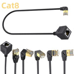 Cat 8 10G trasmissione RJ45 maschio a femmina cavo di prolunga cavo di rete per computer, Straight Head 0.3m, Straight Head 0.6m, Straight Head 1m, Straight Head 1.5m, Up Bend 0.5m, Down Bend 0.5m, Left Bend 0.5m, Right Bend 0.5m
