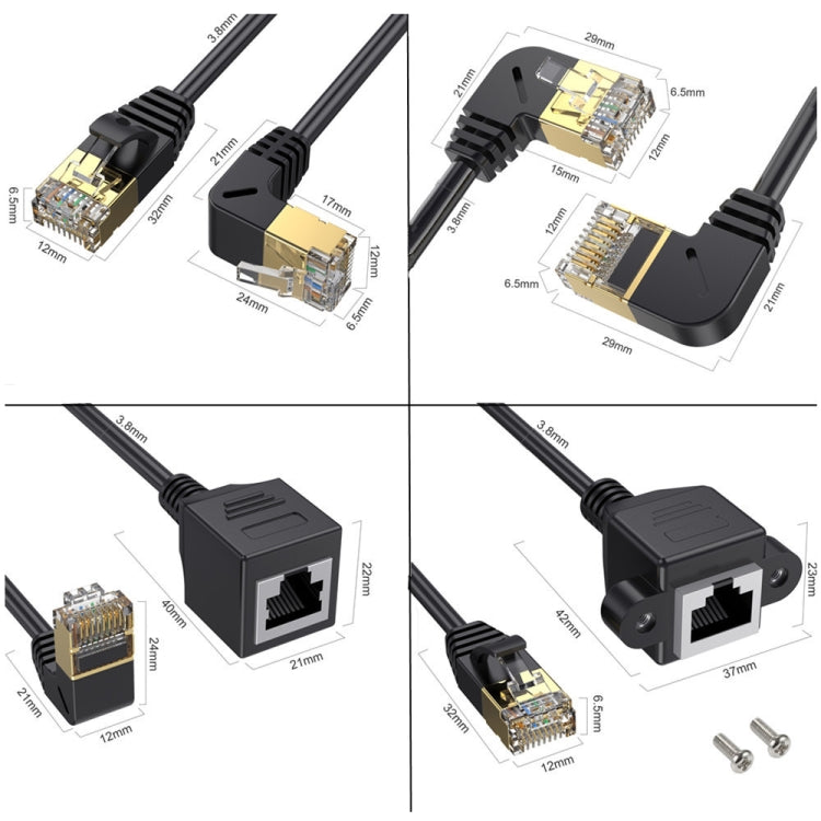 Cat 8 10G trasmissione RJ45 maschio a femmina cavo di prolunga cavo di rete per computer, Straight Head 0.3m, Straight Head 0.6m, Straight Head 1m, Straight Head 1.5m, Up Bend 0.5m, Down Bend 0.5m, Left Bend 0.5m, Right Bend 0.5m