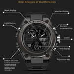 SANDA 739 Orologio sportivo multifunzionale impermeabile Cronografo Calendario Allarme Luce notturna Orologio