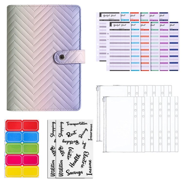 A6 PU Macaron Colore sfumato Blocco note a fogli mobili Libro economico, Gradient Purple, Gradient Pink, Gradient Black
