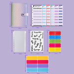 A6 PU Macaron Colore sfumato Blocco note a fogli mobili Libro economico, Gradient Purple, Gradient Pink, Gradient Black