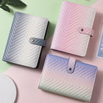 A6 PU Macaron Colore sfumato Blocco note a fogli mobili Libro economico, Gradient Purple, Gradient Pink, Gradient Black