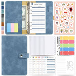 H666 Raccoglitore a fogli mobili A6 Manuale del budget in contanti Taccuino in pelle PU vintage con finestra, H666 Light Gray, H666 Dark Gray, H666 Amber Brown, H666 Treasure Blue, H666 Denim Blue, H666 Retro Green, H666 Taro Purple, H666 Pink