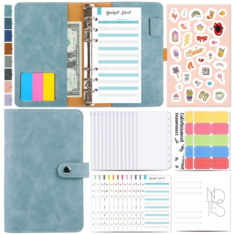 H666 Raccoglitore a fogli mobili A6 Manuale del budget in contanti Taccuino in pelle PU vintage con finestra, H666 Light Gray, H666 Dark Gray, H666 Amber Brown, H666 Treasure Blue, H666 Denim Blue, H666 Retro Green, H666 Taro Purple, H666 Pink