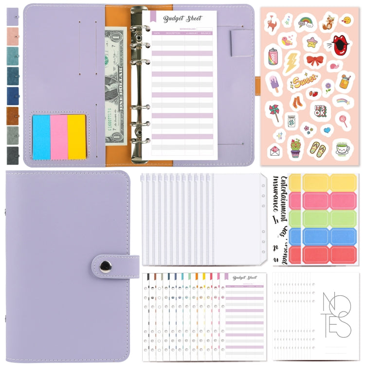 H666 Raccoglitore a fogli mobili A6 Manuale del budget in contanti Taccuino in pelle PU vintage con finestra, H666 Light Gray, H666 Dark Gray, H666 Amber Brown, H666 Treasure Blue, H666 Denim Blue, H666 Retro Green, H666 Taro Purple, H666 Pink
