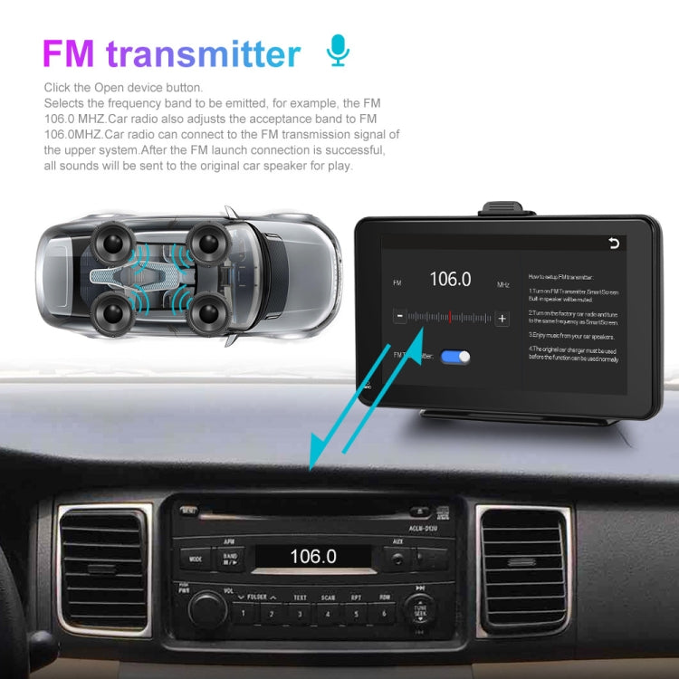 A3135 Schermo intelligente cablato HD da 7 pollici con CarPlay wireless + Android Auto + Android, Without Camera, With Camera