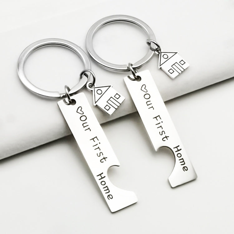 Ciondolo per casa portachiavi in acciaio al titanio in acciaio inossidabile, House Keychain