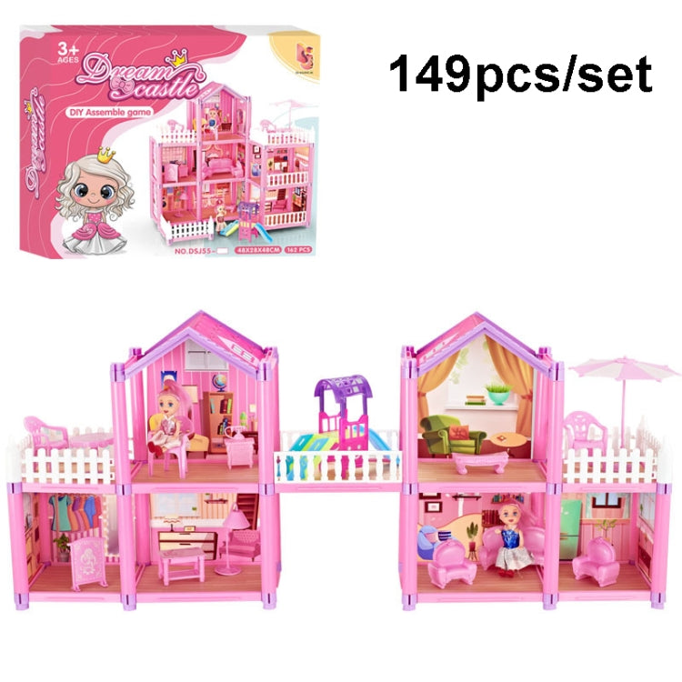 Bambini che passano la casa delle bambole giocattolo domestico Princess Castle Set Simulation Disguise House, DSJ55-1 105pcs/set, DSJ55-2 126pcs/set, DSJ55-3 149pcs/set, DSJ55 162pcs/set, DSJ55-B 214pcs/set, DSJ55-C 222pcs/set, DSJ55-A 274pcs/set
