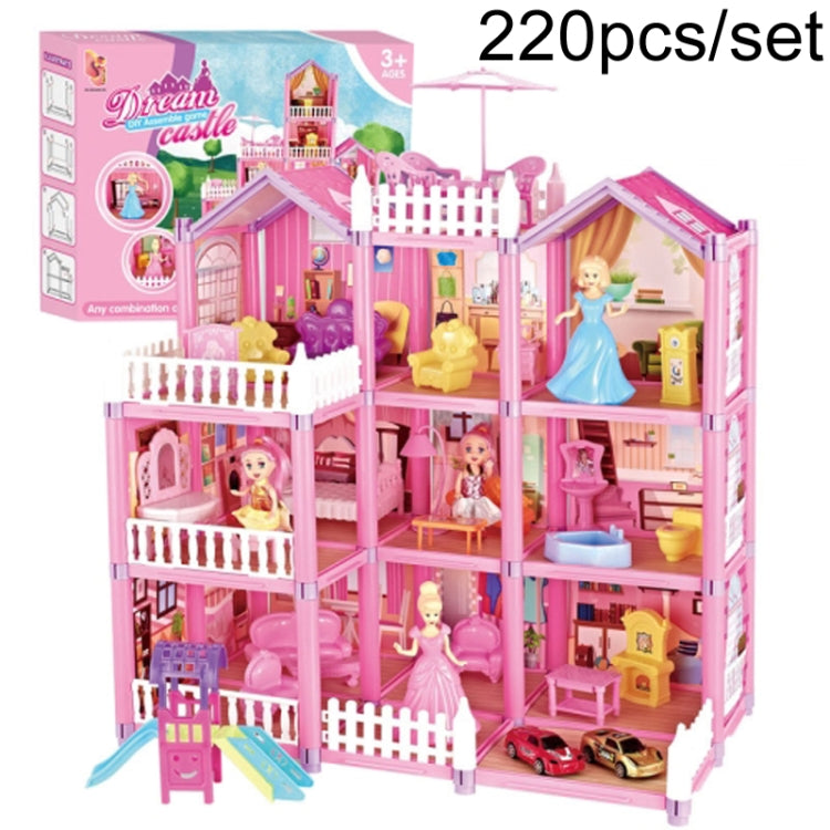 Bambini che passano la casa delle bambole giocattolo domestico Princess Castle Set Simulation Disguise House, DSJ55-1 105pcs/set, DSJ55-2 126pcs/set, DSJ55-3 149pcs/set, DSJ55 162pcs/set, DSJ55-B 214pcs/set, DSJ55-C 222pcs/set, DSJ55-A 274pcs/set