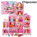 Bambini che passano la casa delle bambole giocattolo domestico Princess Castle Set Simulation Disguise House, DSJ55-1 105pcs/set, DSJ55-2 126pcs/set, DSJ55-3 149pcs/set, DSJ55 162pcs/set, DSJ55-B 214pcs/set, DSJ55-C 222pcs/set, DSJ55-A 274pcs/set