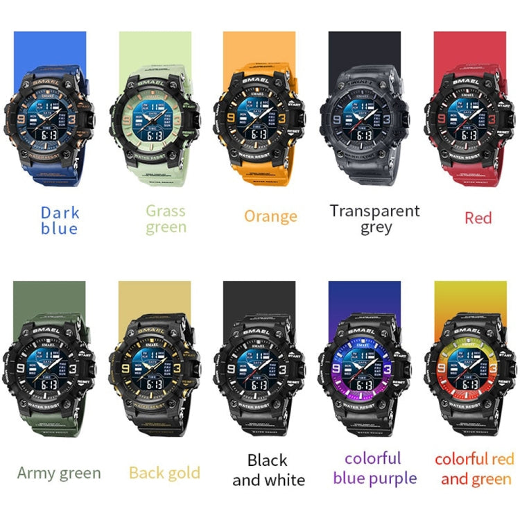 SMAEL 8049 Orologio sportivo impermeabile da uomo Orologio elettronico multifunzione con luce notturna