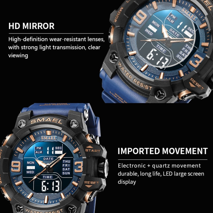 SMAEL 8049 Orologio sportivo impermeabile da uomo Orologio elettronico multifunzione con luce notturna