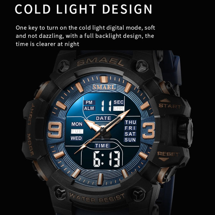 SMAEL 8049 Orologio sportivo impermeabile da uomo Orologio elettronico multifunzione con luce notturna