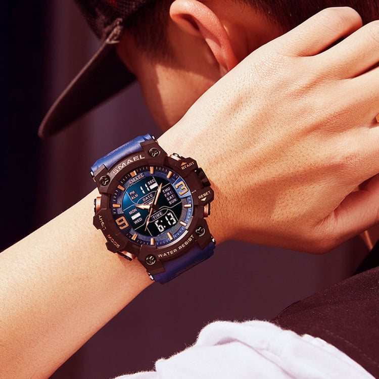 SMAEL 8049 Orologio sportivo impermeabile da uomo Orologio elettronico multifunzione con luce notturna