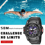 SMAEL 8007 Orologio elettronico al quarzo con doppio display impermeabile per sport all'aria aperta