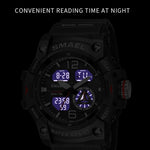 SMAEL 8007 Orologio elettronico al quarzo con doppio display impermeabile per sport all'aria aperta