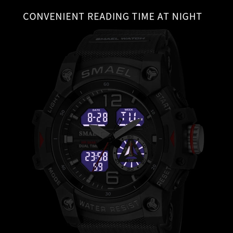 SMAEL 8007 Orologio elettronico al quarzo con doppio display impermeabile per sport all'aria aperta