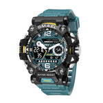 SMAEL 8072 Orologio da uomo elettronico multifunzionale da esterno in lega Orologio impermeabile con doppio display