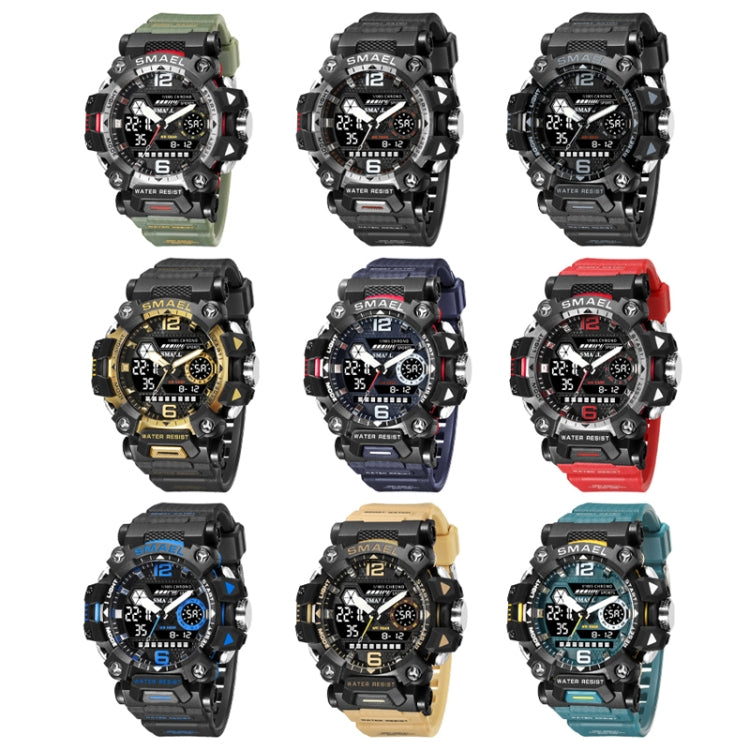 SMAEL 8072 Orologio da uomo elettronico multifunzionale da esterno in lega Orologio impermeabile con doppio display