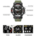 SMAEL 8072 Orologio da uomo elettronico multifunzionale da esterno in lega Orologio impermeabile con doppio display