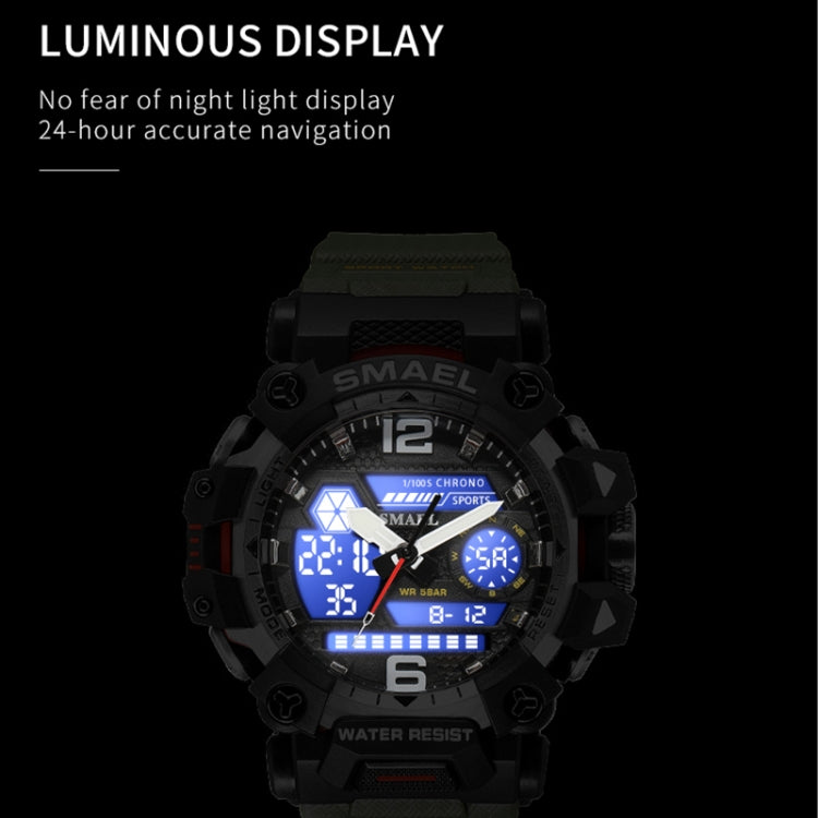 SMAEL 8072 Orologio da uomo elettronico multifunzionale da esterno in lega Orologio impermeabile con doppio display
