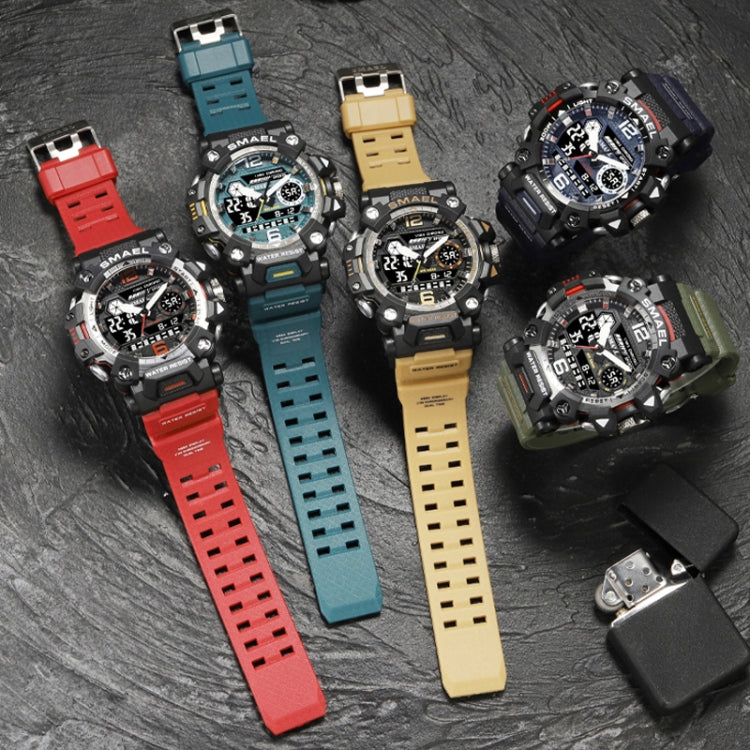 SMAEL 8072 Orologio da uomo elettronico multifunzionale da esterno in lega Orologio impermeabile con doppio display
