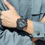 SMAEL 8072 Orologio da uomo elettronico multifunzionale da esterno in lega Orologio impermeabile con doppio display