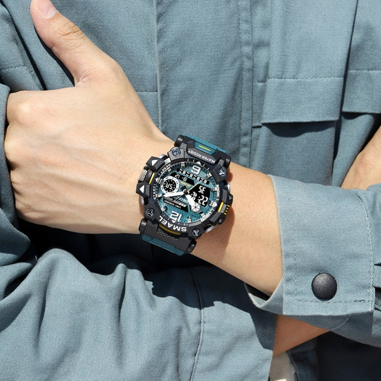 SMAEL 8072 Orologio da uomo elettronico multifunzionale da esterno in lega Orologio impermeabile con doppio display