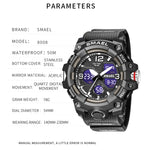 SMAEL 8008 Orologio da uomo luminoso impermeabile multifunzionale per sport all'aria aperta, Red, Black, Orange, Fluorescent Green, Deep Blue, Grass Green, Black Gold, Rose Gold, Black Blue